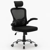 Fotele i krzesła biurowe - Kontrasto Krzesło biurowe czarne fotel obrotowy z zagłówkiem siatkowy - miniaturka - grafika 1