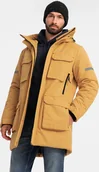 Kurtki męskie - Kurtka męska Ombre Długa ocieplana męska kurtka z odblaskowymi elementami żółta V2 OM-JALJ-0169 L - miniaturka - grafika 1