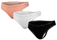 Majtki damskie - CALVIN KLEIN MAJTKI DAMSKIE STRINGI 3 PARY WHITE/BLACK/BEIGE QD3802E FIY - Rozmiar: XL - miniaturka - grafika 1