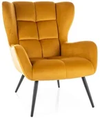 Fotele - Fotel tapicerowany LOUIS VELVET curry SIGNAL - miniaturka - grafika 1