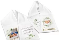 Ubranka do chrztu - Szatka na chrzest SZAL ze zdjęciem maluszka do chrztu BIAŁY JAŚMIN - miniaturka - grafika 1