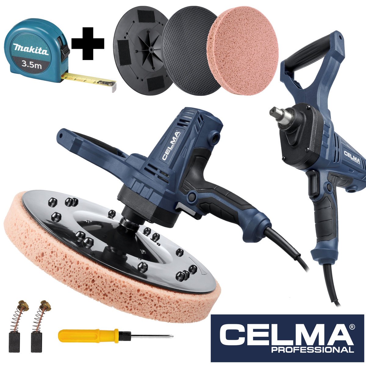 Zestaw Zacieraczka do tynków CELMA Professional PRBt 390S 710W 390mm + Miara MAKITA 3,5m