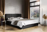 Łóżka - Łóżko tapicerowane pikowane z materacem Ledo 120x200 Czarne - miniaturka - grafika 1