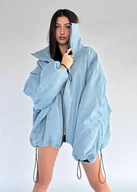 Kurtki damskie - Kurtka jeansowa typu bomber oversize denim light blue - miniaturka - grafika 1