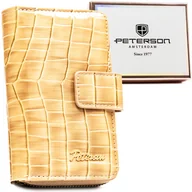 Portfele - Portfel damski średniej wielkości PETERSON pionowy na zatrzask i suwak elegancki rozbudowany na karty beżowy - miniaturka - grafika 1