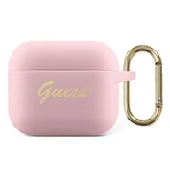 Akcesoria do słuchawek - Guess Guess GUA3SSSI AirPods 3 cover różowy/pink Silicone Vintage Script GUE1105PNK - miniaturka - grafika 1
