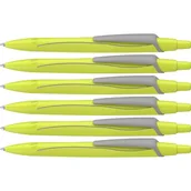 Długopisy - Schneider 131925 Reco Neon Edition długopis (z tworzywa sztucznego pochodzącego z recyklingu, wyróżniony niebieskim aniołem, kolor wkładu: niebieski) neonowy żółty, 6 sztuk - miniaturka - grafika 1