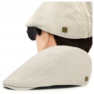 Czapki męskie - KASZKIET Męski Bawełniany na Lato Czapka w Krateczkę BEŻOWY Pako Jeans - miniaturka - grafika 1