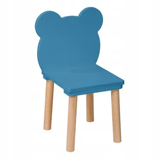 Krzesełko dla dzieci Miś drewniane niebieskie - 52 cm, dziecięce - Zestawy mebli dla dzieci - miniaturka - grafika 1