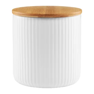 Pojemnik z bambusową pokrywką Curly biały 10 cm - Pojemniki kuchenne - miniaturka - grafika 1