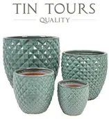 Donice - KOMPLET 4 DONICZEK CERAMICZNYCH - miniaturka - grafika 1