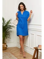 Sukienki - Le Monde du Lin Lniana sukienka w kolorze niebieskim - miniaturka - grafika 1