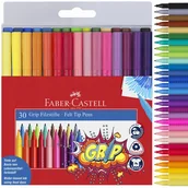 Kredki, ołówki, pastele i pisaki - Faber-Castell Flamastry Pisaki Mazaki Grip 30 Kol - miniaturka - grafika 1