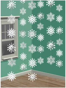 Amscan Wisząca dekoracja bożonarodzeniowa w kształcie śnieżynek, 6 sztuk 672015 - Ozdoby bożonarodzeniowe - miniaturka - grafika 2