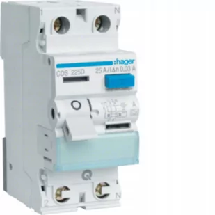 Hager polo RCCB Wyłącznik różnicowoprądowy 1P+N 25A/30mA Typ A QuickConnect CDS225D CDS225D - Bezpieczniki elektryczne - miniaturka - grafika 1