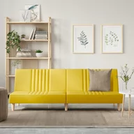 Sofy i kanapy - vidaXL Rozkładana kanapa, jasnożółta, tapicerowana tkaniną - miniaturka - grafika 1