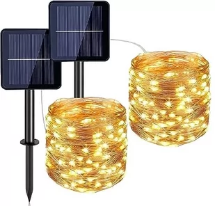 Probuk Solarny Łańcuch Świetlny Na Zewnątrz, 12 M, 100 Diod Led, Drut Miedziany, Solarny Łańcuch Świetlny Z 8 Trybami, Wodoszczelność Ip65, Do Użytk.. - Oświetlenie świąteczne - miniaturka - grafika 1