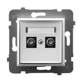 Gniazdka elektryczne - Ospel Gniazdo antenowe typu F podwójne Biały Aria - GPA-2UF/m/00 - miniaturka - grafika 1