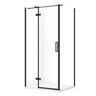 Kabina prysznicowa Cersanit Jota 100x80x195 prostokątna czarny transparentne z brodzikiem tako slim 4cm biały S601-391 - Kabiny prysznicowe - miniaturka - grafika 1