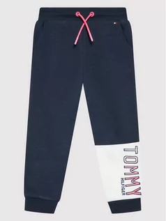 Spodnie i spodenki dla dziewczynek - Tommy Hilfiger Spodnie dresowe KG0KG06600 D Granatowy Regular Fit - grafika 1