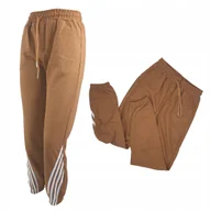 Spodnie damskie - Spodnie Dresowe Damskie Joggery Modne Z Ściągaczami Luźne S/M Brąz 36 - miniaturka - grafika 1