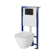 Stelaże i zestawy podtynkowe do WC - Cersanit Tech Line Opti Set B635 Zestaw Toaleta WC bez kołnierza + deska wolnoopadająca + stelaż podtynkowy WC + przycisk spłukujący WC S701-662 - miniaturka - grafika 1