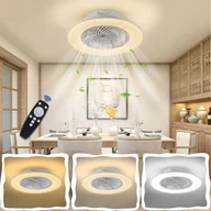 Wentylatory sufitowe - Wentylator sufitowy YARDIN 90W z oświetleniem i pilotem, cichy wentylator sufitowy LED z możliwością ściemniania, wentylatory sufitowe z lampą - miniaturka - grafika 1