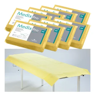 Prześcieradło jednorazowe 77cm x 210cm żółte podfoliowane 54g MedixPro 40szt - Kosmetyczne akcesoria jednorazowe - miniaturka - grafika 1