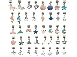 Zestaw Do Tworzenia Robienia Biżuterii, Bransoletek, Charmsy, Zawieszki, Koraliki NIEBIESKO-RÓŻOWY MIX + Etui - Masy plastyczne - miniaturka - grafika 7