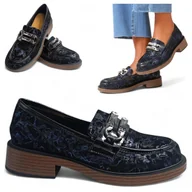 Mokasyny damskie - Mokasyny Damskie SKÓRZANE Eleganckie Wsuwane Lordsy Jesień Czarne Barski 38 - miniaturka - grafika 1