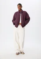 Kurtki damskie - Stradivarius Pikowana kurtka Wiśniowy L - miniaturka - grafika 1