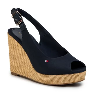 Espadryle damskie - Tommy Hilfiger Espadryle Iconic Elena Sling Back Wedge FW0FW04789 Desert Sky DW5 - grafika 1