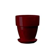 Donice - Doniczka ceramiczna z podstawką tina 23 x 22 cm bordowy połysk symbol 019 - miniaturka - grafika 1