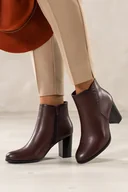 Botki damskie - Bordowe botki damskie Sergio Leone obcas słupek na cholewce nity YG74984 - miniaturka - grafika 1