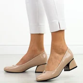 Czółenka - Beżowe czółenka damskie na obcasie Vinceza 62227 - miniaturka - grafika 1