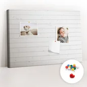 Tablice i flipcharty - Szkolna Tablica korkowa 60x40 cm, Kolorowe Pinezki, wzór Panele drewniane wzór - miniaturka - grafika 1