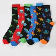 Inne - TEMU 3/6 Par Męskich Skarpetek z Dinozaurami Oddychające, Casualowe, Wyściełane do Podróży i Użytku na Zewnątrz, Poliester 97%, Spandex 3%, Tkanina - miniaturka - grafika 1