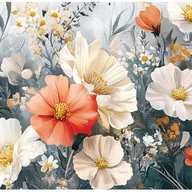 Fototapety - Fototapeta Kwiaty Polne Szary Abstrakcja 350x250 cm Tapeta Do Sypialni Salonu Kuchni Na Flizelinie - miniaturka - grafika 1