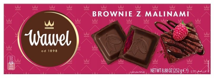 Czekolada nadziewana Brownie z malinami Wawel 252g
