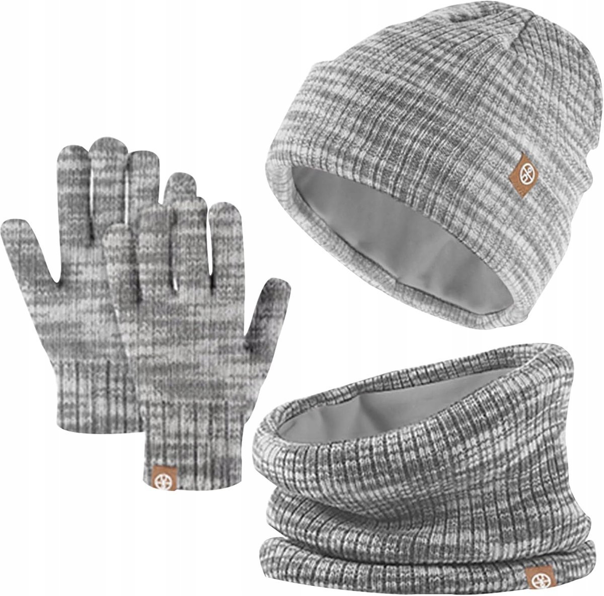 ZESTAW ZIMOWY 3 w 1 CZAPKA KOMIN RĘKAWICZKI DLA DZIECI 5 - 12 SZARY
