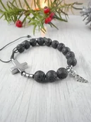 Biżuteria religijna - Dziesiątka różaniec Lawa wulkaniczna z zawieszką - miniaturka - grafika 1