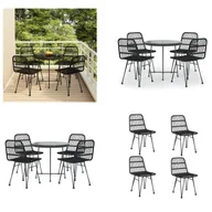 Meble ogrodowe - vidaXL 5-częściowy ogrodowy zestaw jadalniany z czarnego polirattanu - ogrodowy zestaw jadalniany - ogrodowy zestaw jadalniany - zestaw jadalniany na taras - zestaw jadalniany na zewnątrz - miniaturka - grafika 1