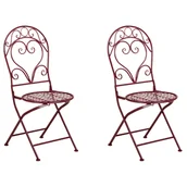 Fotele i krzesła ogrodowe - BELIANI Zestaw 2 krzeseł ogrodowych ALBINIA Metal Burgundowy - miniaturka - grafika 1