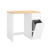 Półki do salonu - SoBuy Szafka łazienkowa z koszem na pranie blat drewniany BZR217-WN - miniaturka - grafika 1