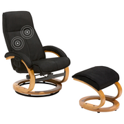 Fotele i krzesła biurowe - Beliani Fotel czarny funkcja masażu z podnóżkiem HERO - miniaturka - grafika 1