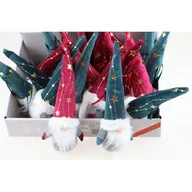 Ozdoby bożonarodzeniowe - Figurka tekstylna krasnal welurowa czapka 6 x 20 cm bordowy / zielony - miniaturka - grafika 1