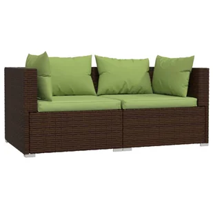 2-osobowa sofa ogrodowa z poduszkami, polirattan, brązowa - Sofy ogrodowe - miniaturka - grafika 3