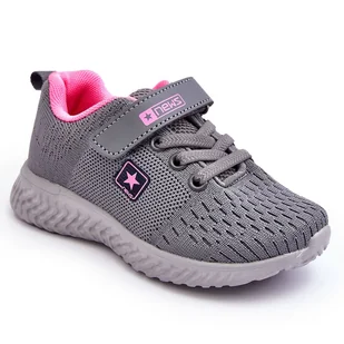 PE1 Dziecięce Buty Sportowe Na Rzep Szare Brego - Buty dla dziewczynek - miniaturka - grafika 1