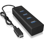 Części i akcesoria do laptopów - Icy Box IB-hub1409 4-krotnie Hub USB z 4 X USB 3.0 (Type-A) portami, zintegrowany przewód (40 cm), aluminium IB-HUB1409-C3 - miniaturka - grafika 1