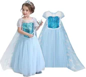 Stroje karnawałowe - Sukienka Strój Elza Elsa Balowa Kraina Lodu 128/134,Hopki - miniaturka - grafika 1